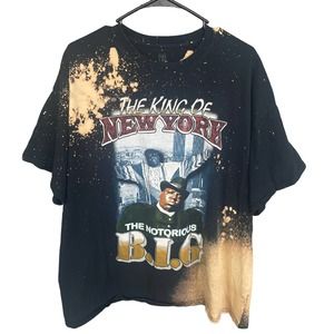 Horizon Notorious B.I.G Shirt Adult XXL 2X Black Bleach Dye King of New York